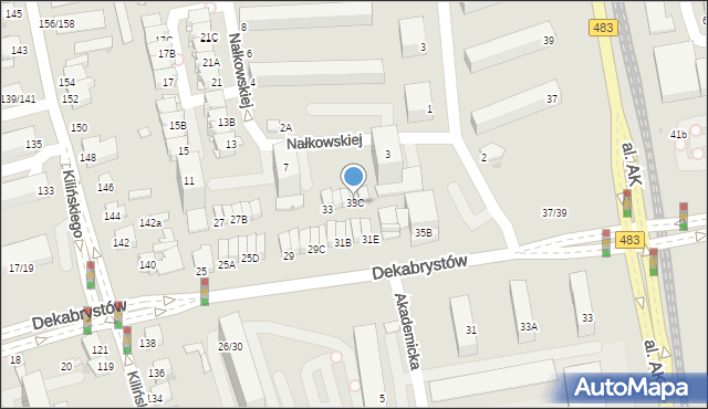 Częstochowa, Dekabrystów, 33C, mapa Częstochowy