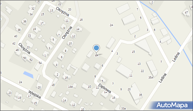 Dąbrowa, Dębowa, 4A, mapa Dąbrowa