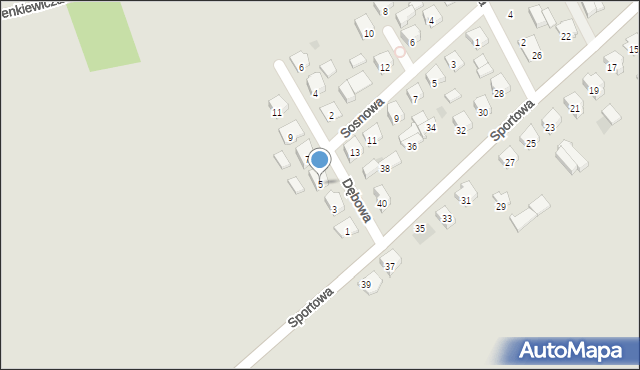 Dąbrowa Białostocka, Dębowa, 5, mapa Dąbrowa Białostocka