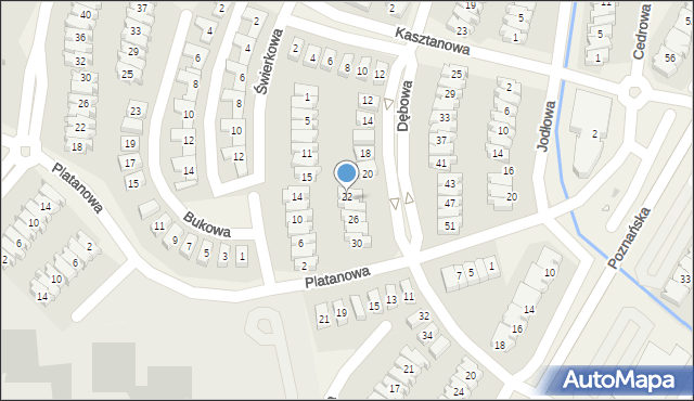 Dąbrówka, Dębowa, 22, mapa Dąbrówka