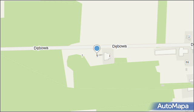 Dąbrówka-Ług, Dębowa, 5, mapa Dąbrówka-Ług