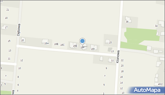 Dąbrówki, Dębowa, 16F, mapa Dąbrówki