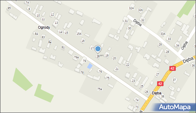 Dęba, Dęba, 18, mapa Dęba