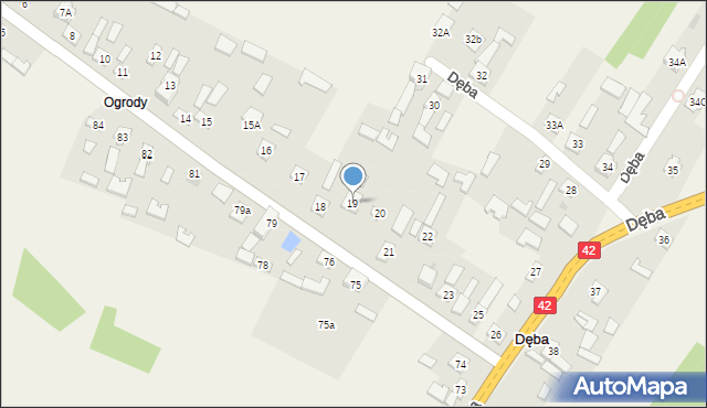 Dęba, Dęba, 19, mapa Dęba