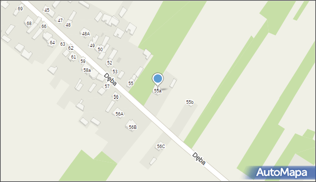 Dęba, Dęba, 55a, mapa Dęba