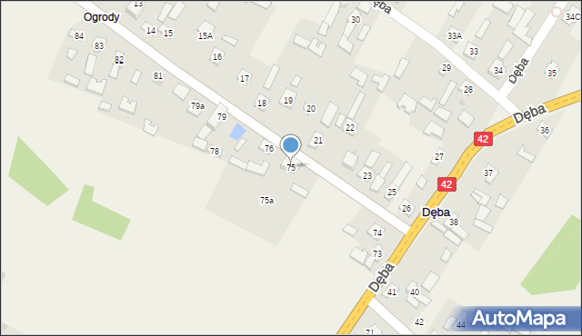 Dęba, Dęba, 75, mapa Dęba