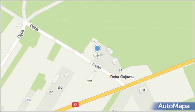 Dęba, Dęba, 90, mapa Dęba