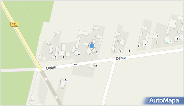 Dębie, Dębie, 5, mapa Dębie