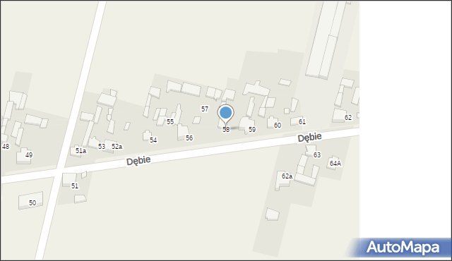 Dębie, Dębie, 58, mapa Dębie