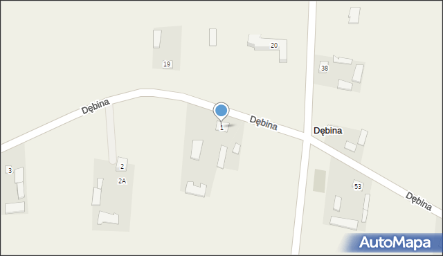 Dębina, Dębina, 1, mapa Dębina