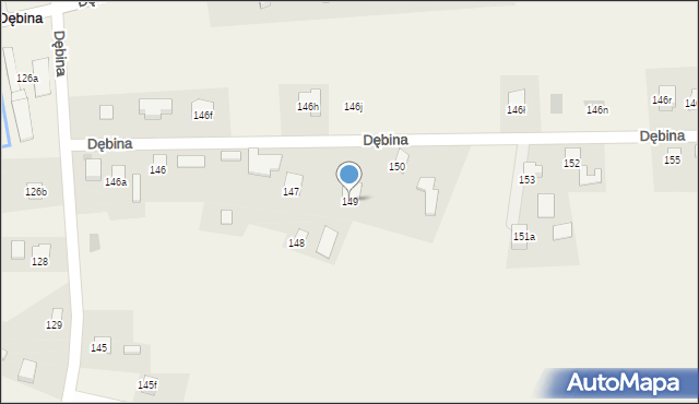 Dębina, Dębina, 149, mapa Dębina