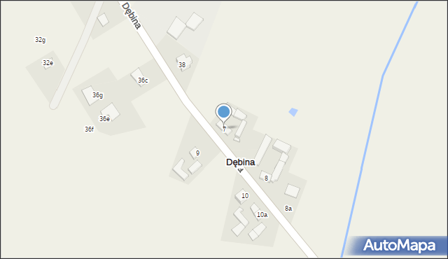 Dębina, Dębina, 7, mapa Dębina