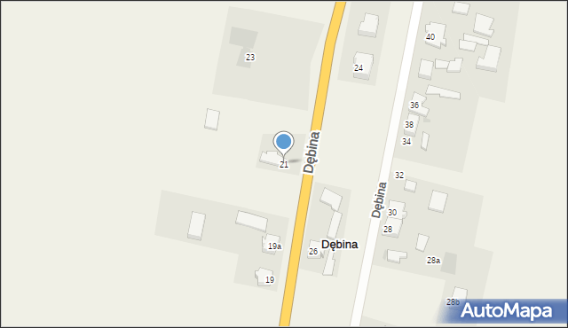 Dębina, Dębina, 21, mapa Dębina