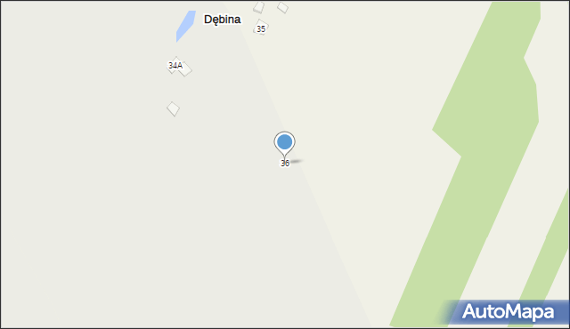 Dębina, Dębina, 36, mapa Dębina