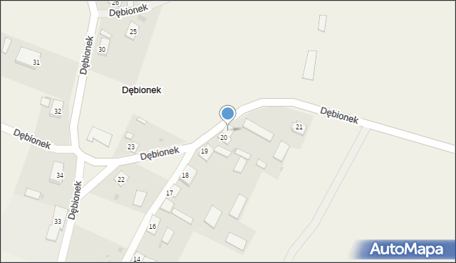 Dębionek, Dębionek, 20A, mapa Dębionek