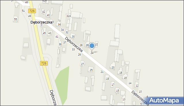 Dęborzeczka, Dęborzeczka, 24, mapa Dęborzeczka