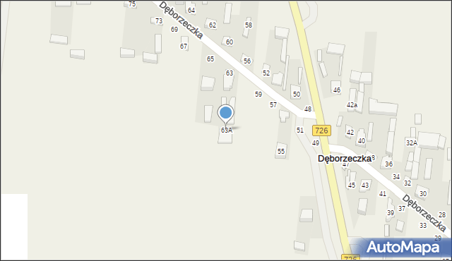 Dęborzeczka, Dęborzeczka, 63A, mapa Dęborzeczka