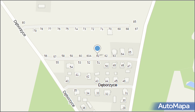 Dęborzyce, Dęborzyce, 61, mapa Dęborzyce