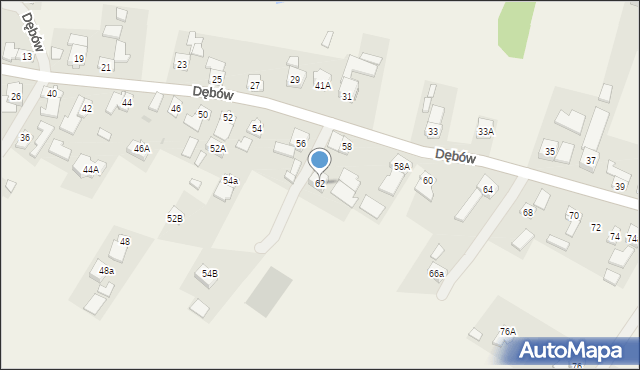 Dębów, Dębów, 62, mapa Dębów