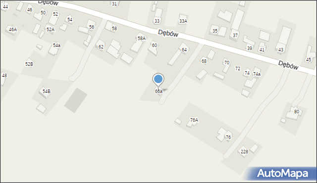 Dębów, Dębów, 66a, mapa Dębów