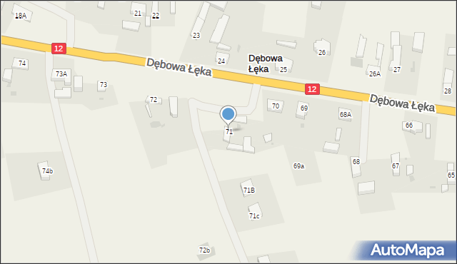 Dębowa Łęka, Dębowa Łęka, 71, mapa Dębowa Łęka