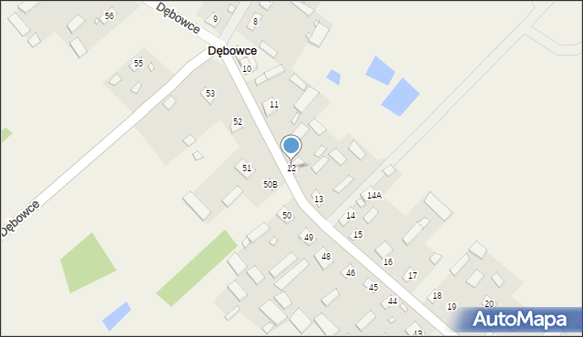 Dębowce, Dębowce, 12, mapa Dębowce