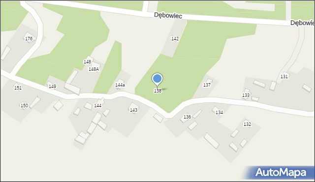 Dębowiec, Dębowiec, 138, mapa Dębowiec