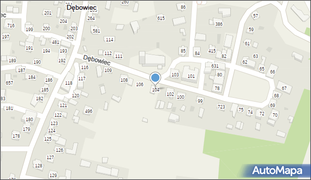 Dębowiec, Dębowiec, 104, mapa Dębowiec