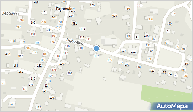 Dębowiec, Dębowiec, 107, mapa Dębowiec