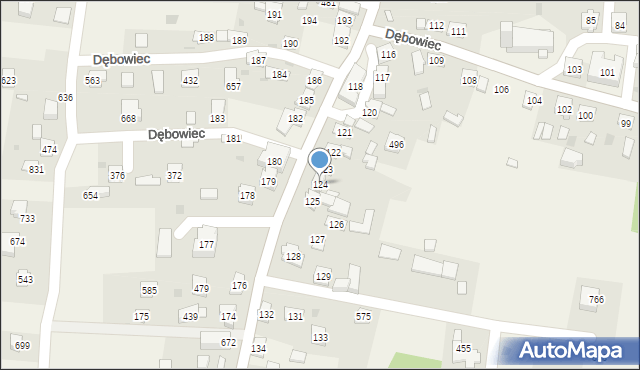 Dębowiec, Dębowiec, 124, mapa Dębowiec