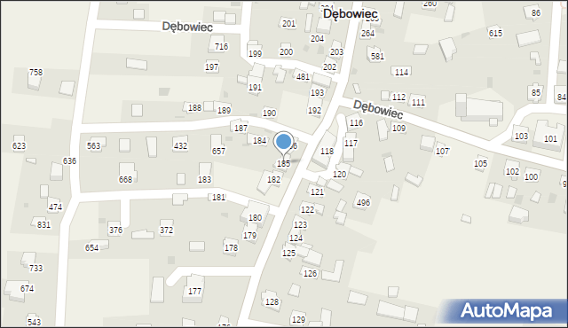 Dębowiec, Dębowiec, 185, mapa Dębowiec