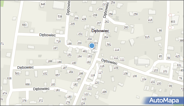 Dębowiec, Dębowiec, 195, mapa Dębowiec