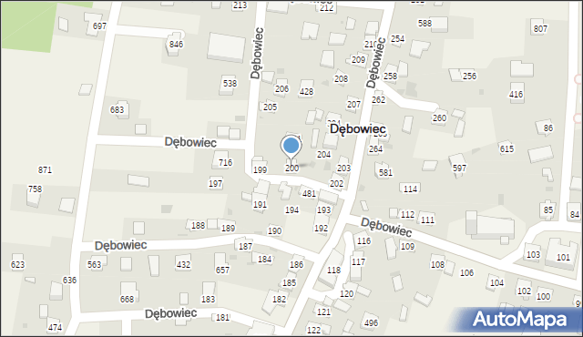 Dębowiec, Dębowiec, 200, mapa Dębowiec