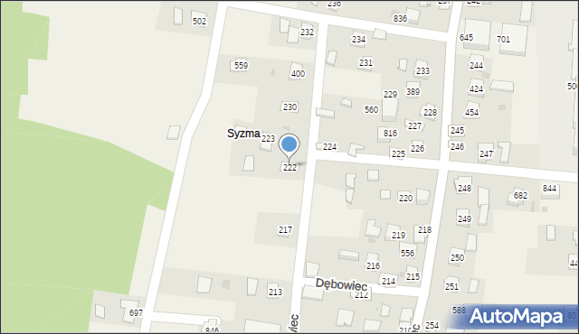 Dębowiec, Dębowiec, 222, mapa Dębowiec