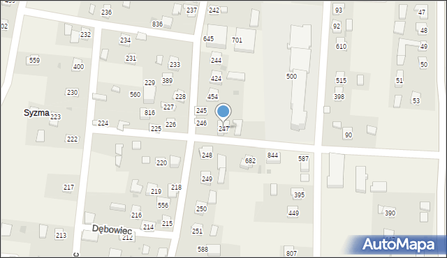 Dębowiec, Dębowiec, 247, mapa Dębowiec