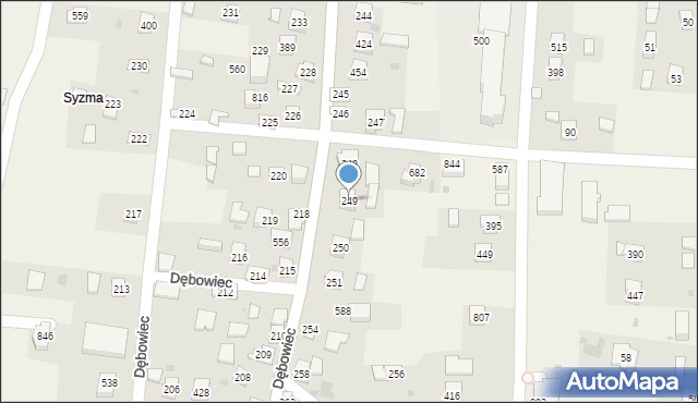 Dębowiec, Dębowiec, 249, mapa Dębowiec