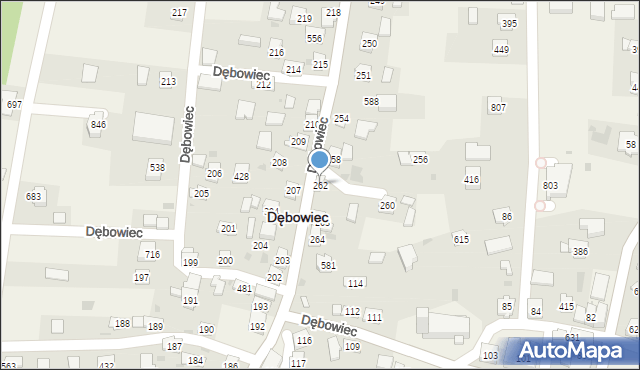 Dębowiec, Dębowiec, 262, mapa Dębowiec