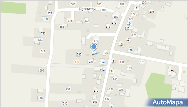 Dębowiec, Dębowiec, 479, mapa Dębowiec