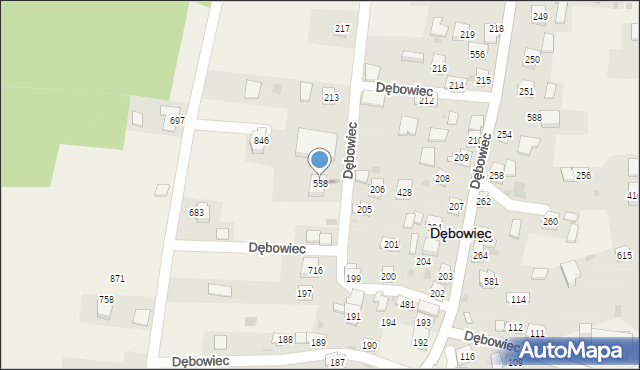 Dębowiec, Dębowiec, 538, mapa Dębowiec