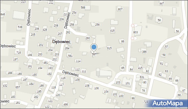 Dębowiec, Dębowiec, 597, mapa Dębowiec