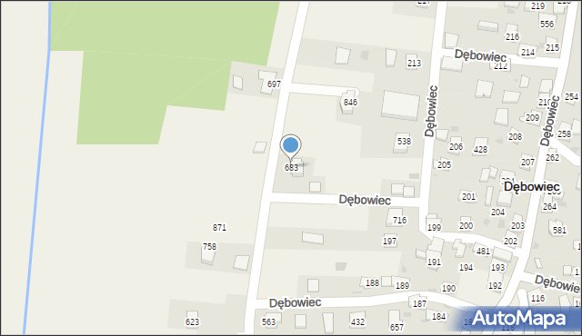Dębowiec, Dębowiec, 683, mapa Dębowiec