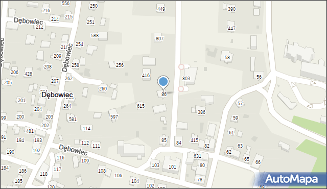 Dębowiec, Dębowiec, 86, mapa Dębowiec
