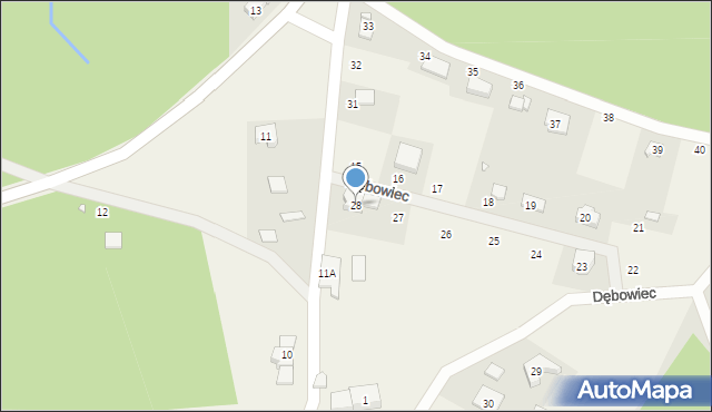 Dębowiec, Dębowiec, 28, mapa Dębowiec