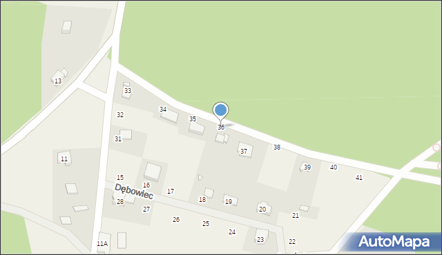 Dębowiec, Dębowiec, 36, mapa Dębowiec