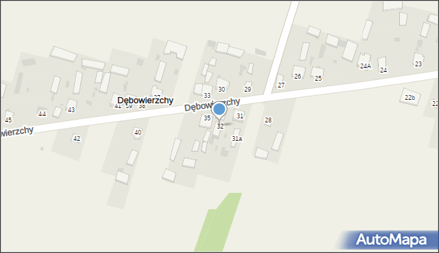 Dębowierzchy, Dębowierzchy, 32, mapa Dębowierzchy