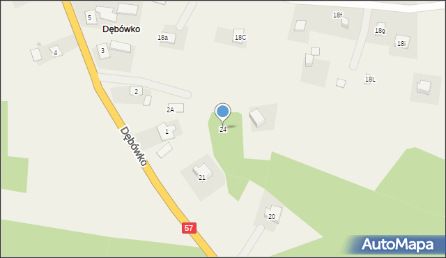 Dębówko, Dębówko, 24, mapa Dębówko