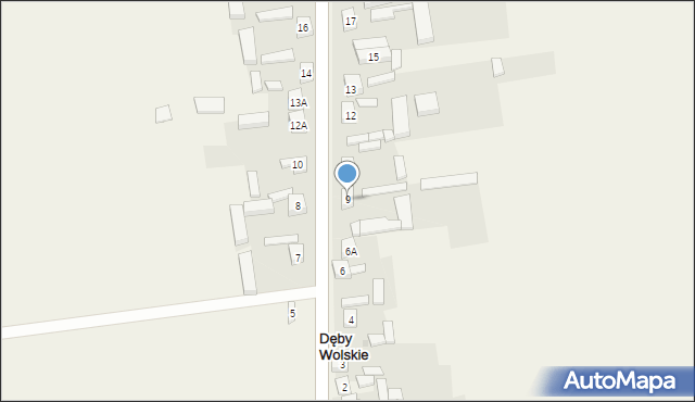 Dęby Wolskie, Dęby Wolskie, 9, mapa Dęby Wolskie