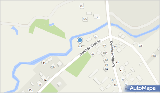 Dereźnia-Zagrody, Dereźnia-Zagrody, 91a, mapa Dereźnia-Zagrody