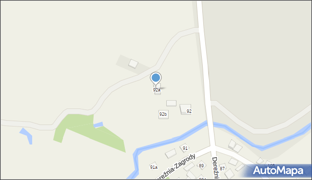 Dereźnia-Zagrody, Dereźnia-Zagrody, 92a, mapa Dereźnia-Zagrody