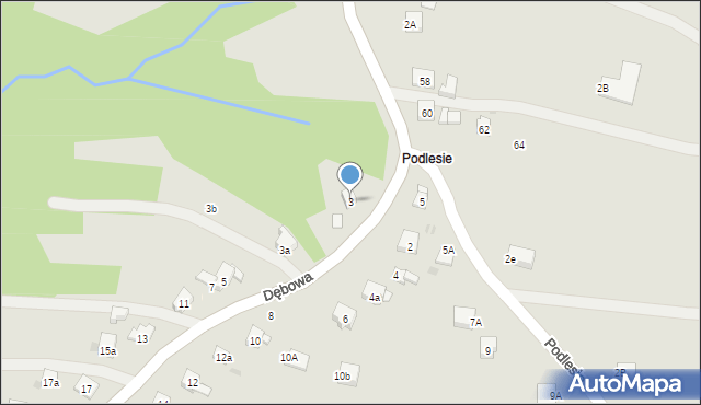 Dobczyce, Dębowa, 3, mapa Dobczyce